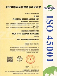 职业健康安全管理体系认证证书